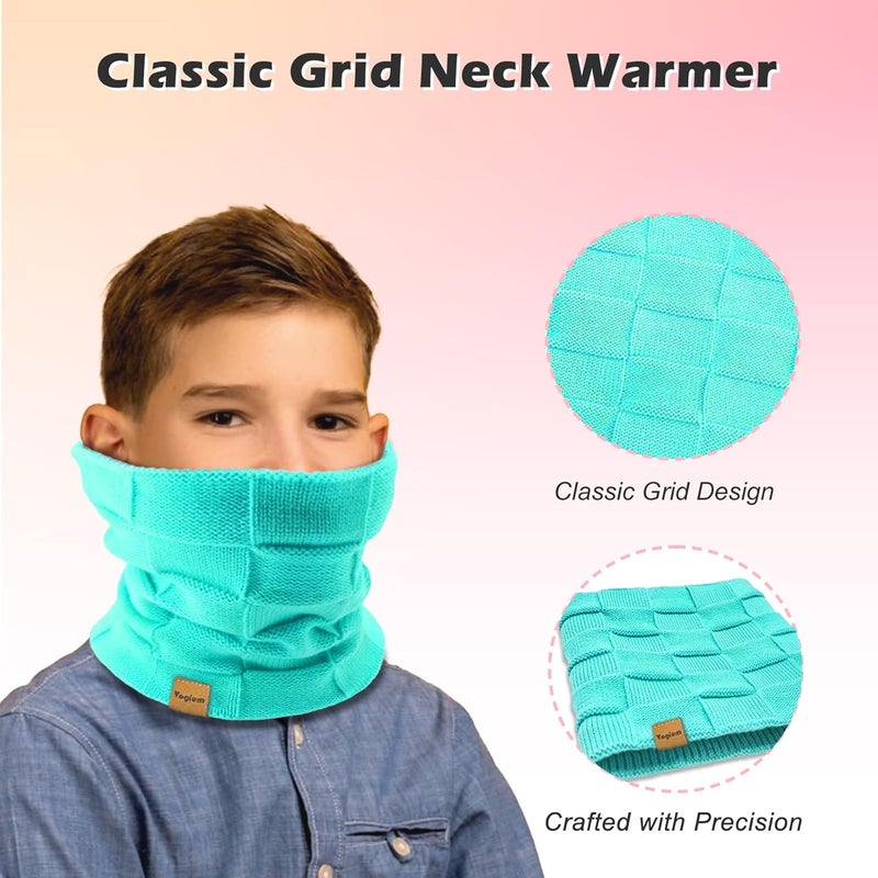 Vogium Kids Double-layer Knit Neck Warmer Gaiter | Thermal Fleece Face Cover for 6-14 Year Olds Boys Girls | Ski, Play - Image 3